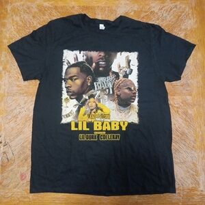 LIL BABY and LIL DURK 2021 The Back Outside tour tee shirt black size XL. See pi
